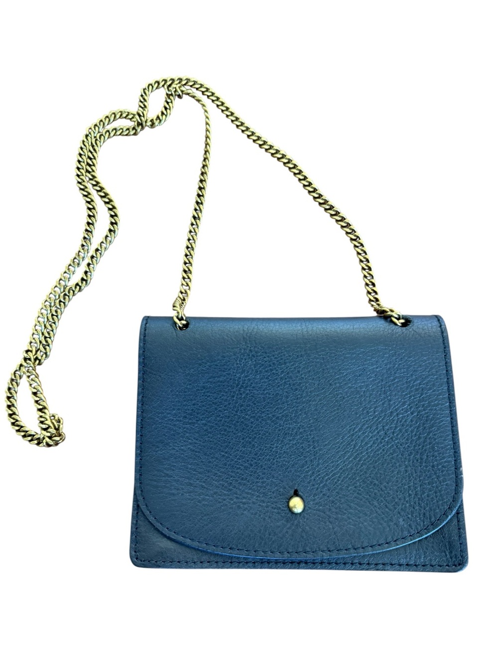 Madewell Black Leather Crossbody with Gold Chain Strap